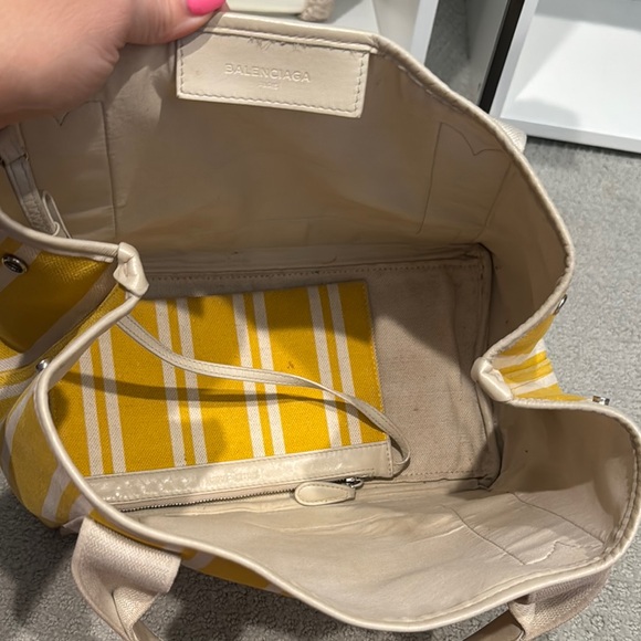 Balenciaga Yellow Striped canvas Tote - Picture 7 of 10